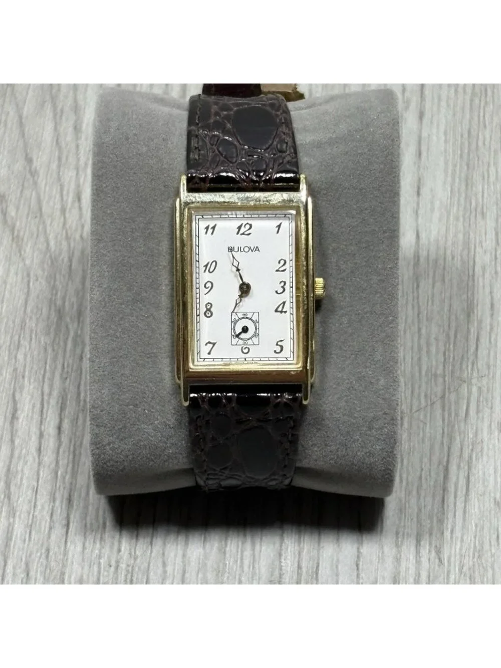Vintage Bulova Watch Co Men's Watch Black Leather Band - Needs Battery